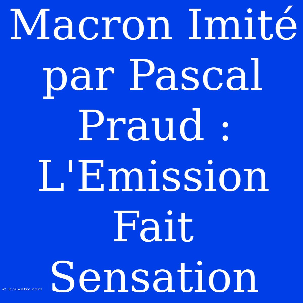 Macron Imité Par Pascal Praud : L'Emission Fait Sensation