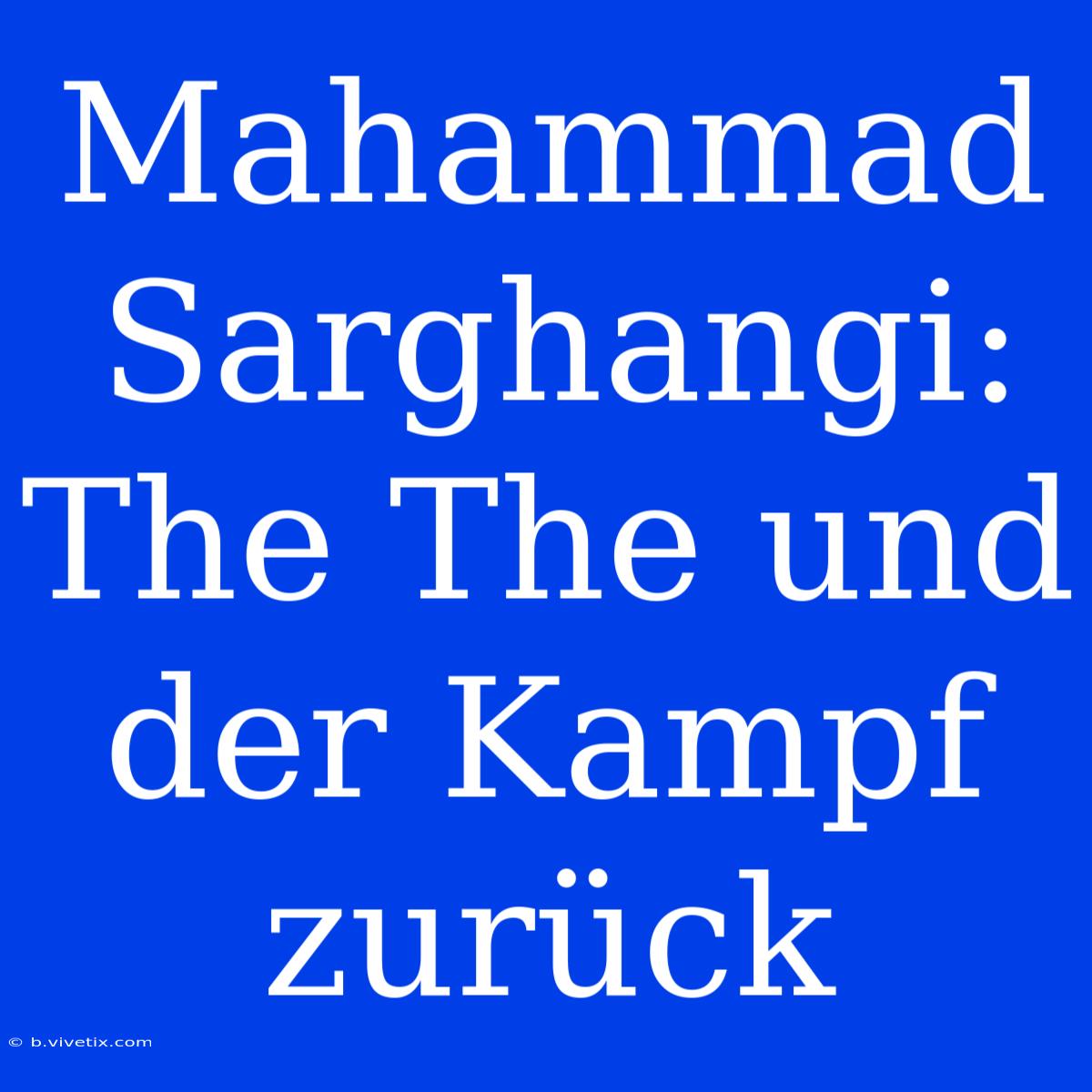 Mahammad Sarghangi: The The Und Der Kampf Zurück