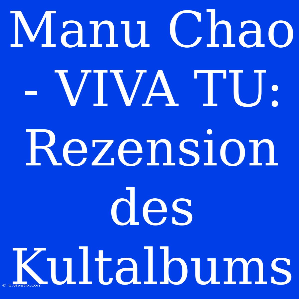 Manu Chao - VIVA TU: Rezension Des Kultalbums