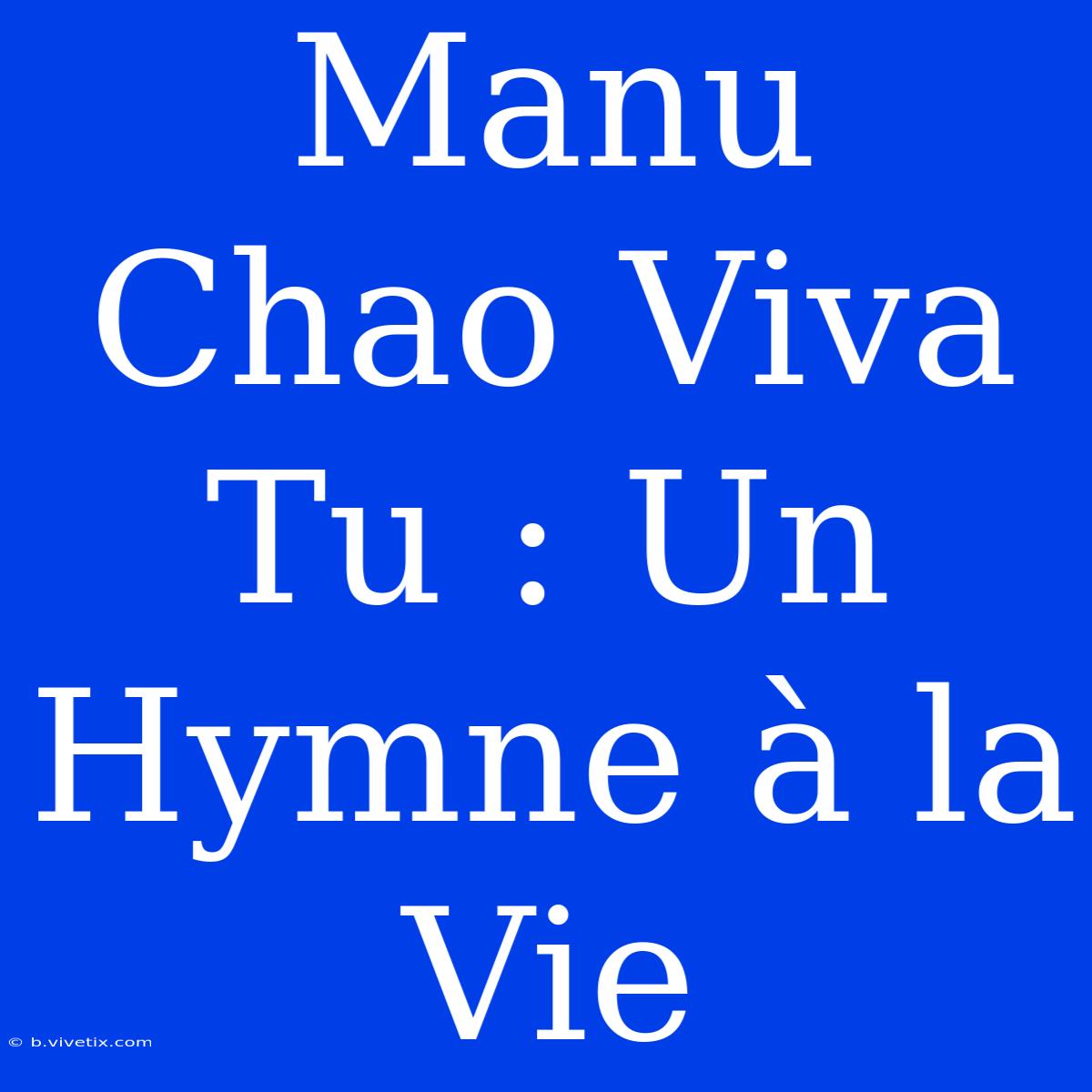 Manu Chao Viva Tu : Un Hymne À La Vie 