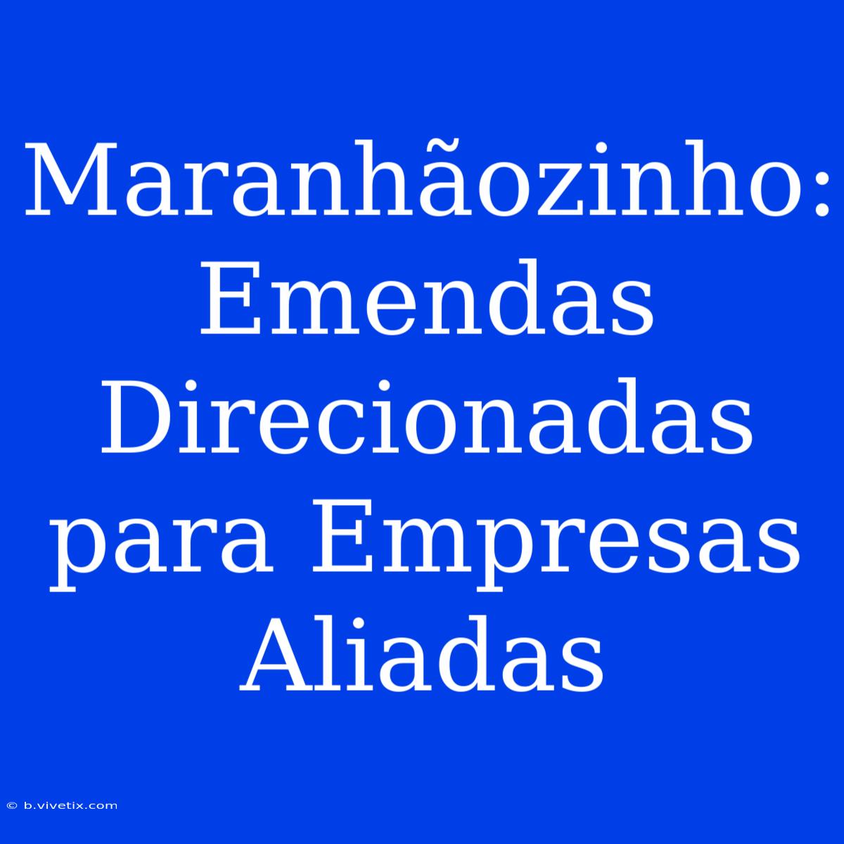 Maranhãozinho: Emendas Direcionadas Para Empresas Aliadas