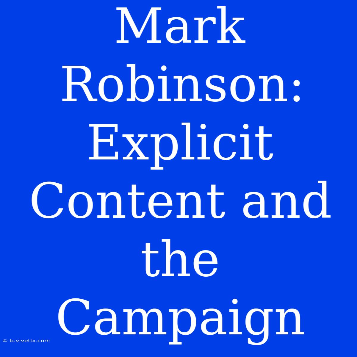 Mark Robinson: Explicit Content And The Campaign