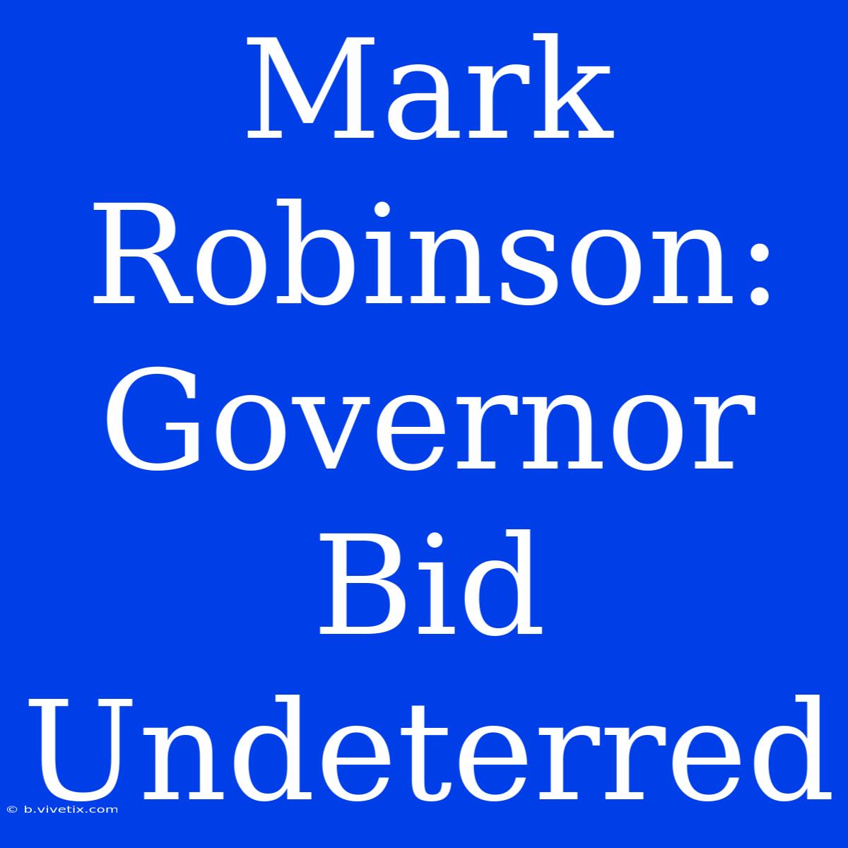 Mark Robinson: Governor Bid Undeterred