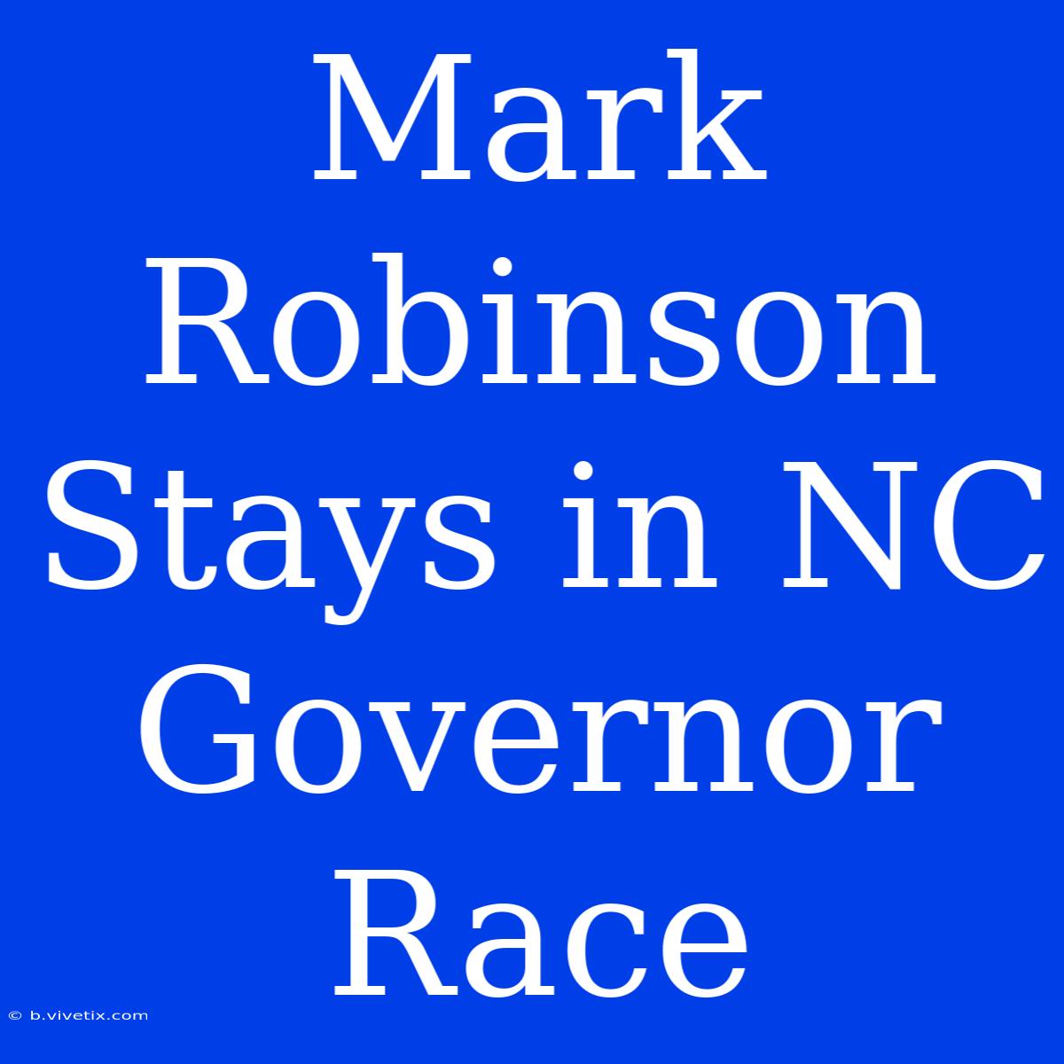 Mark Robinson Stays In NC Governor Race