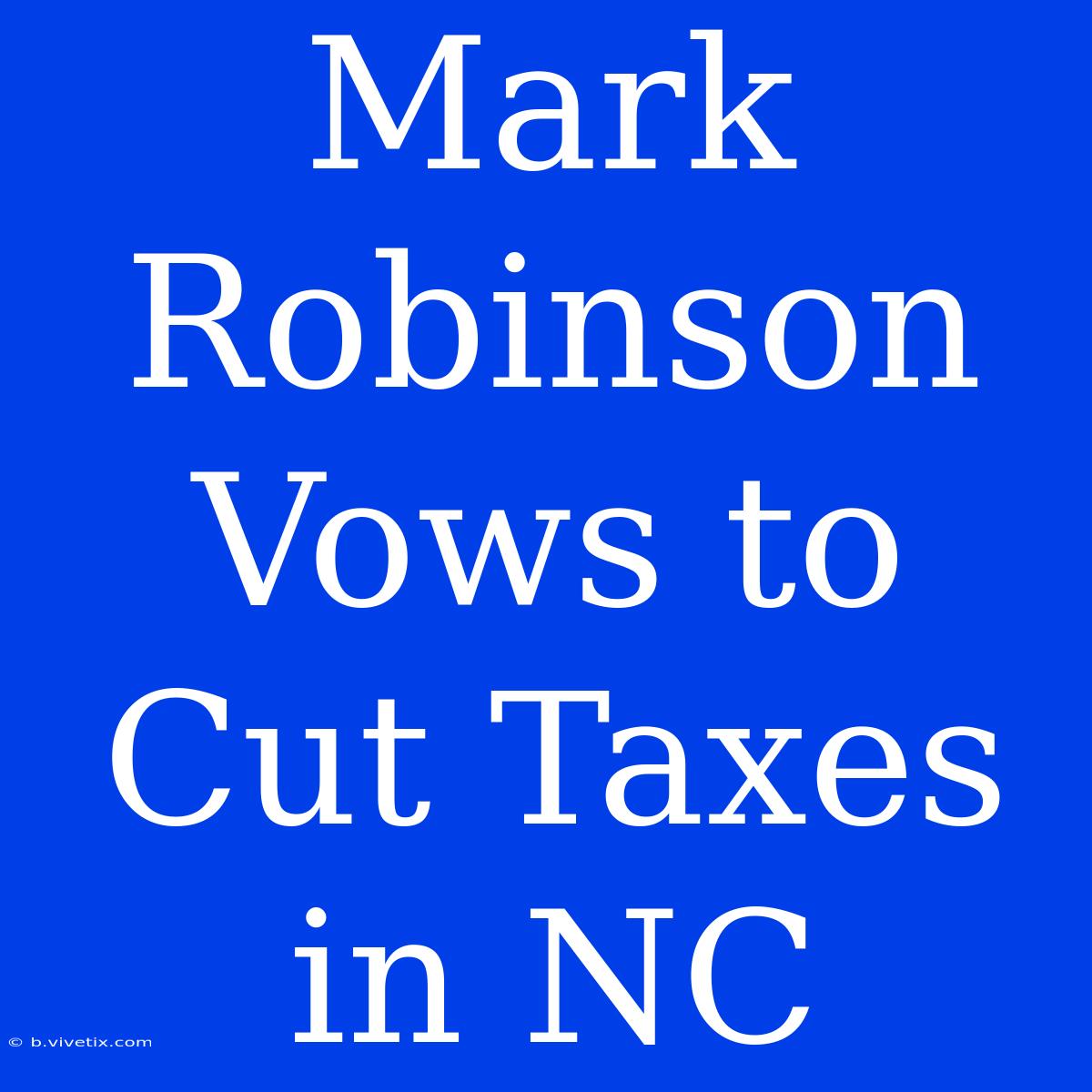 Mark Robinson Vows To Cut Taxes In NC