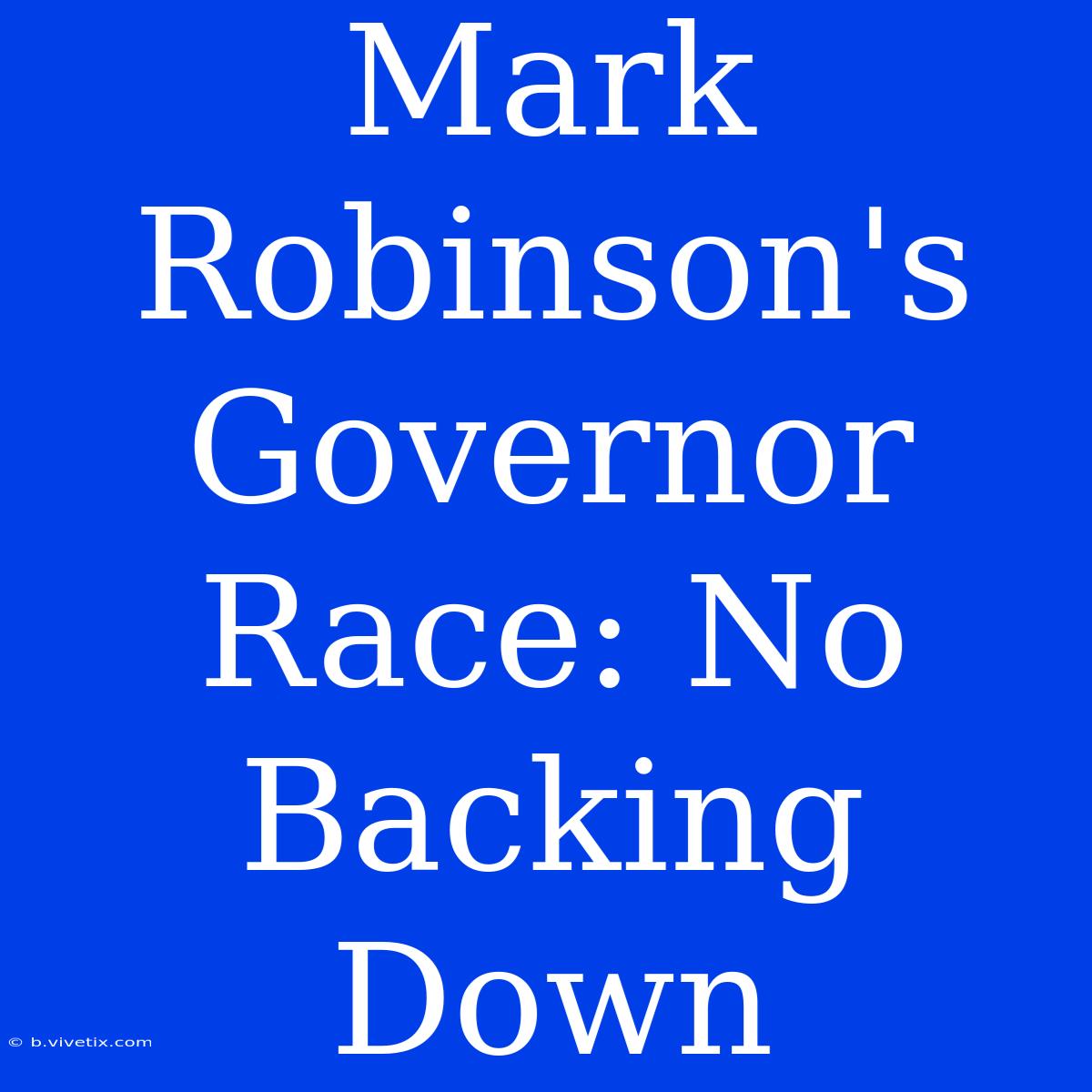 Mark Robinson's Governor Race: No Backing Down 