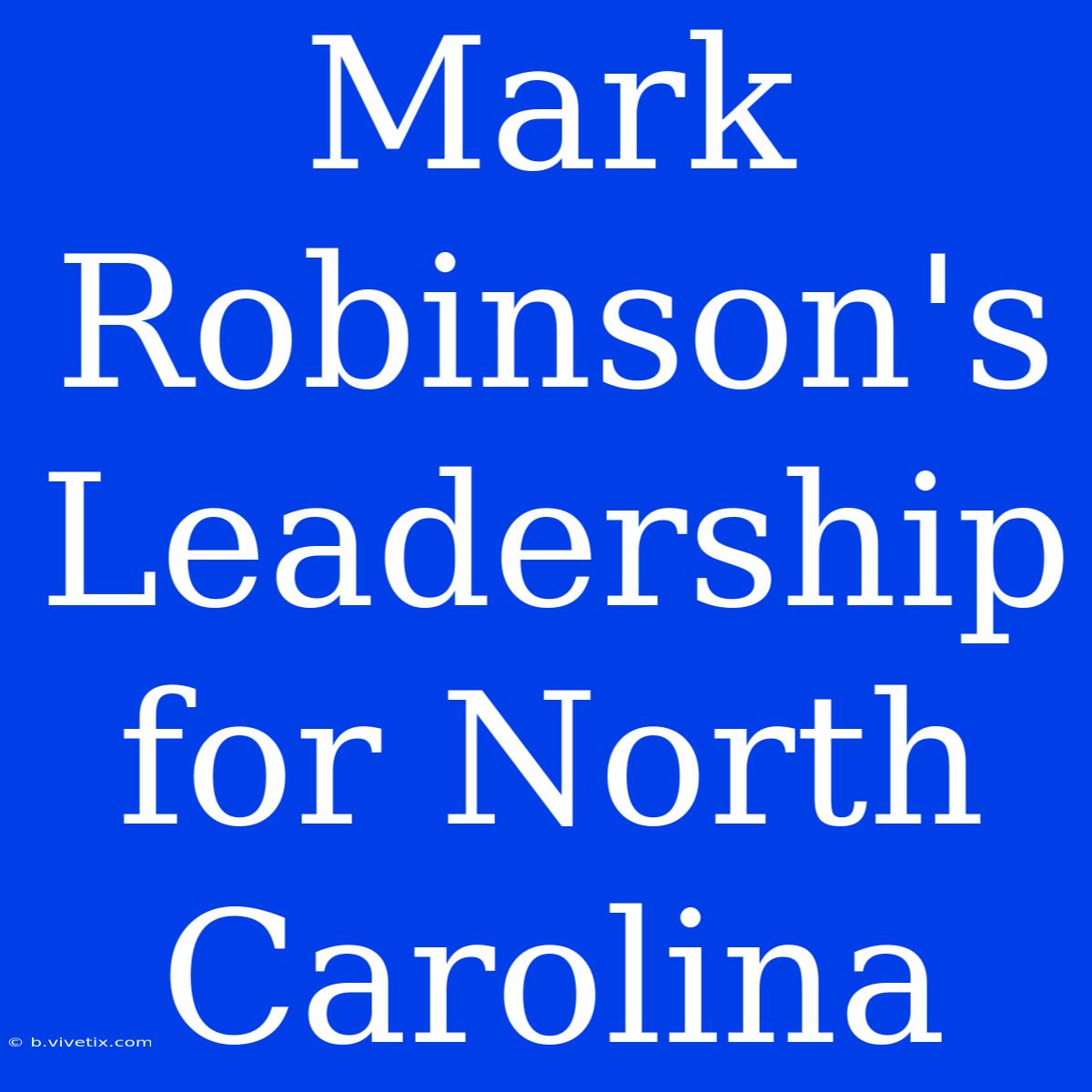 Mark Robinson's Leadership For North Carolina 