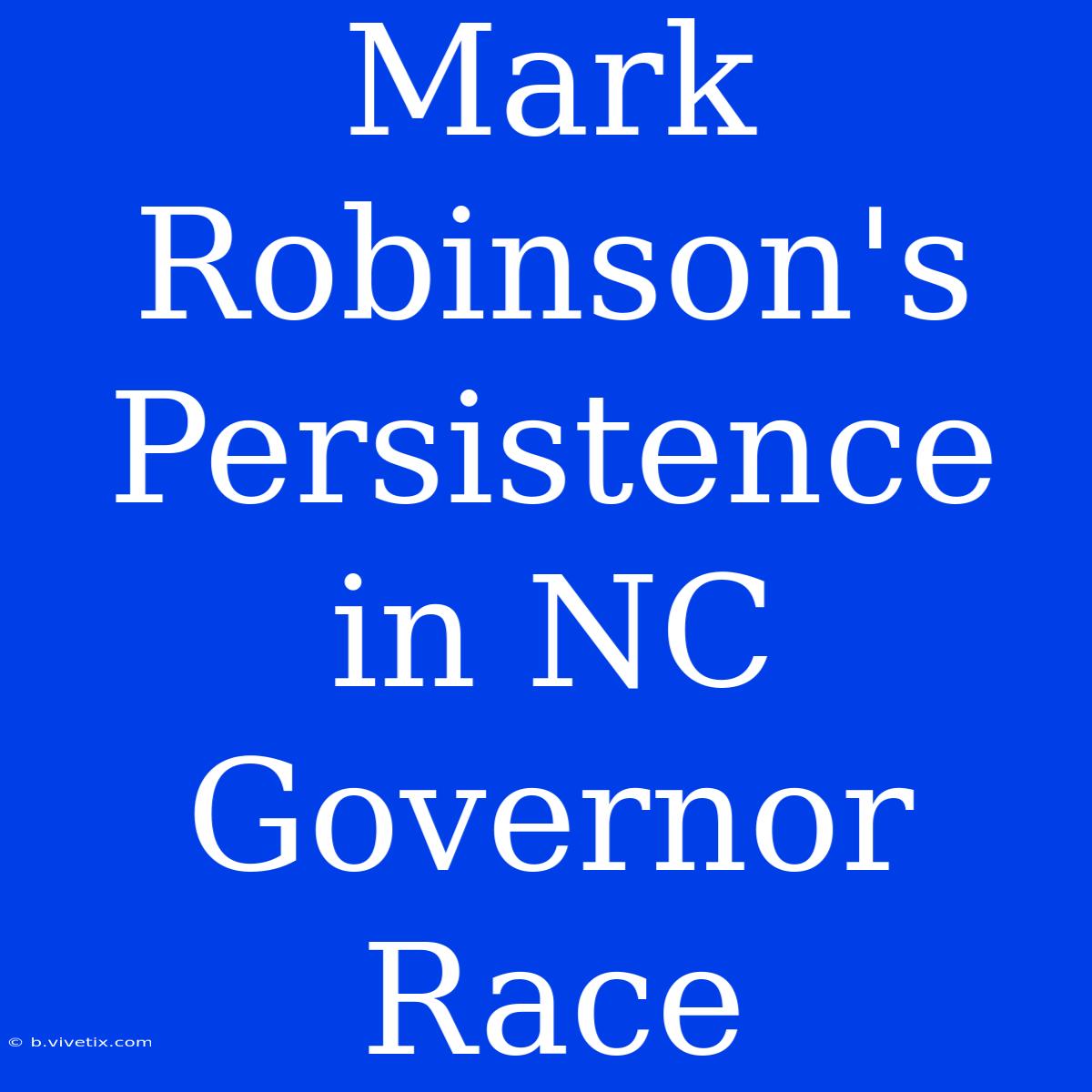 Mark Robinson's Persistence In NC Governor Race