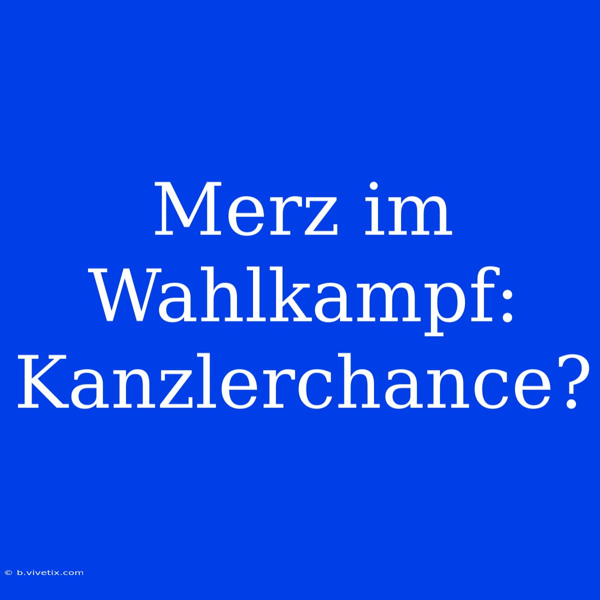 Merz Im Wahlkampf: Kanzlerchance? 