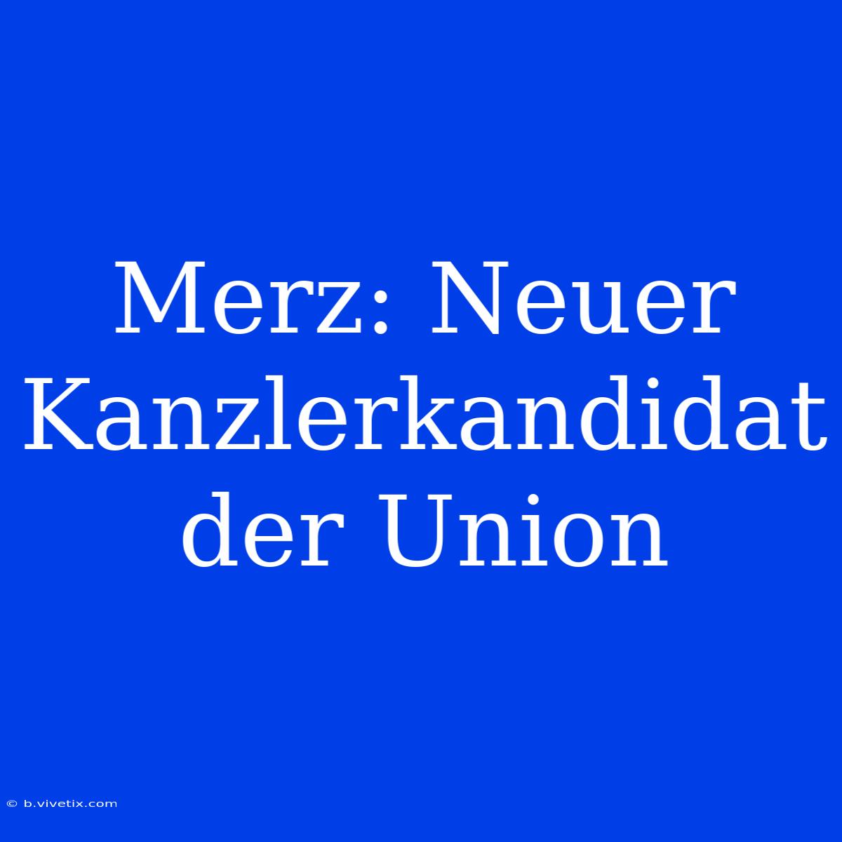 Merz: Neuer Kanzlerkandidat Der Union