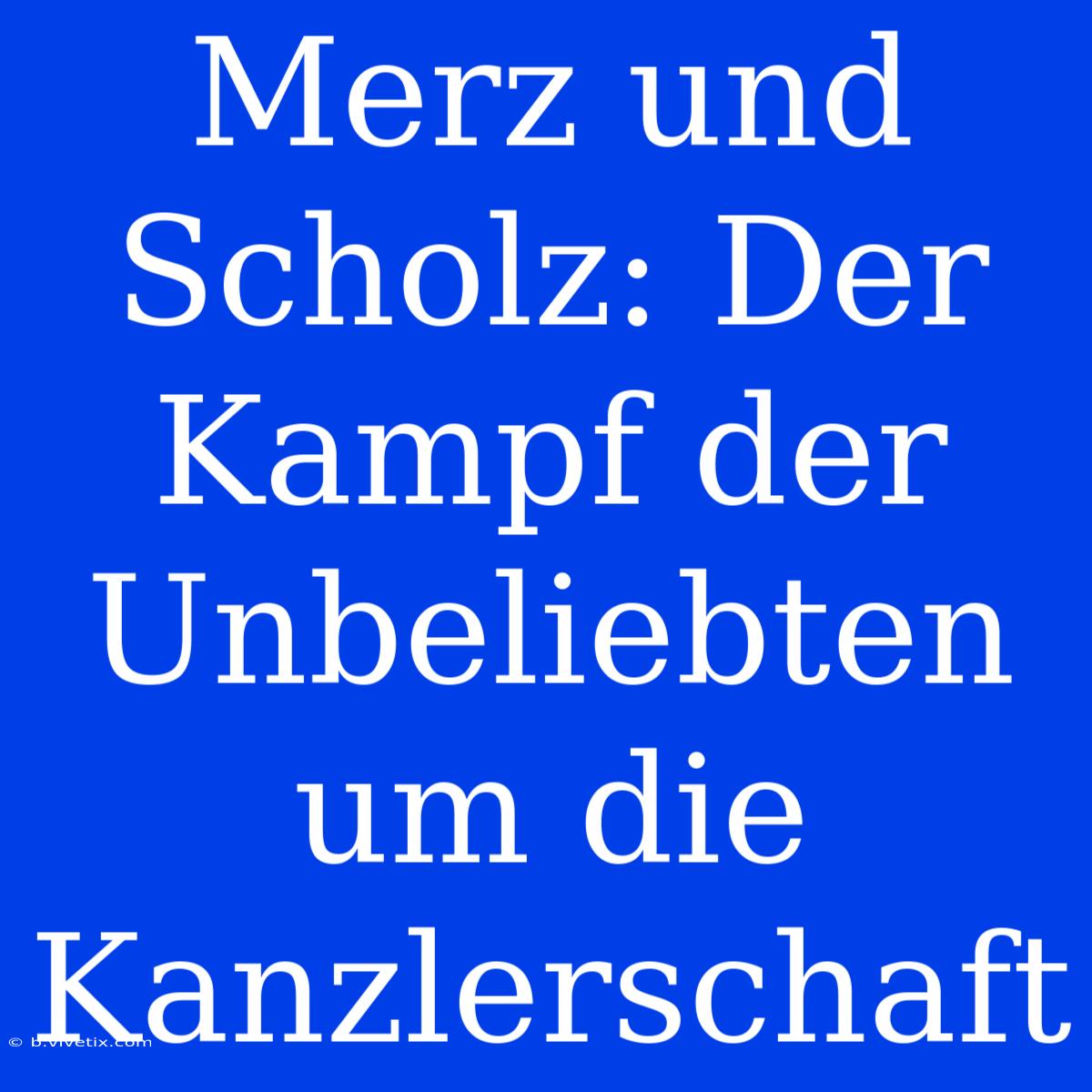 Merz Und Scholz: Der Kampf Der Unbeliebten Um Die Kanzlerschaft