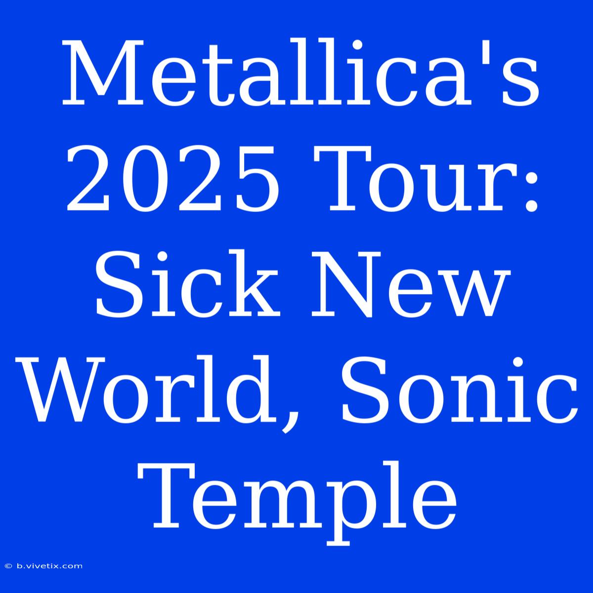 Metallica's 2025 Tour: Sick New World, Sonic Temple