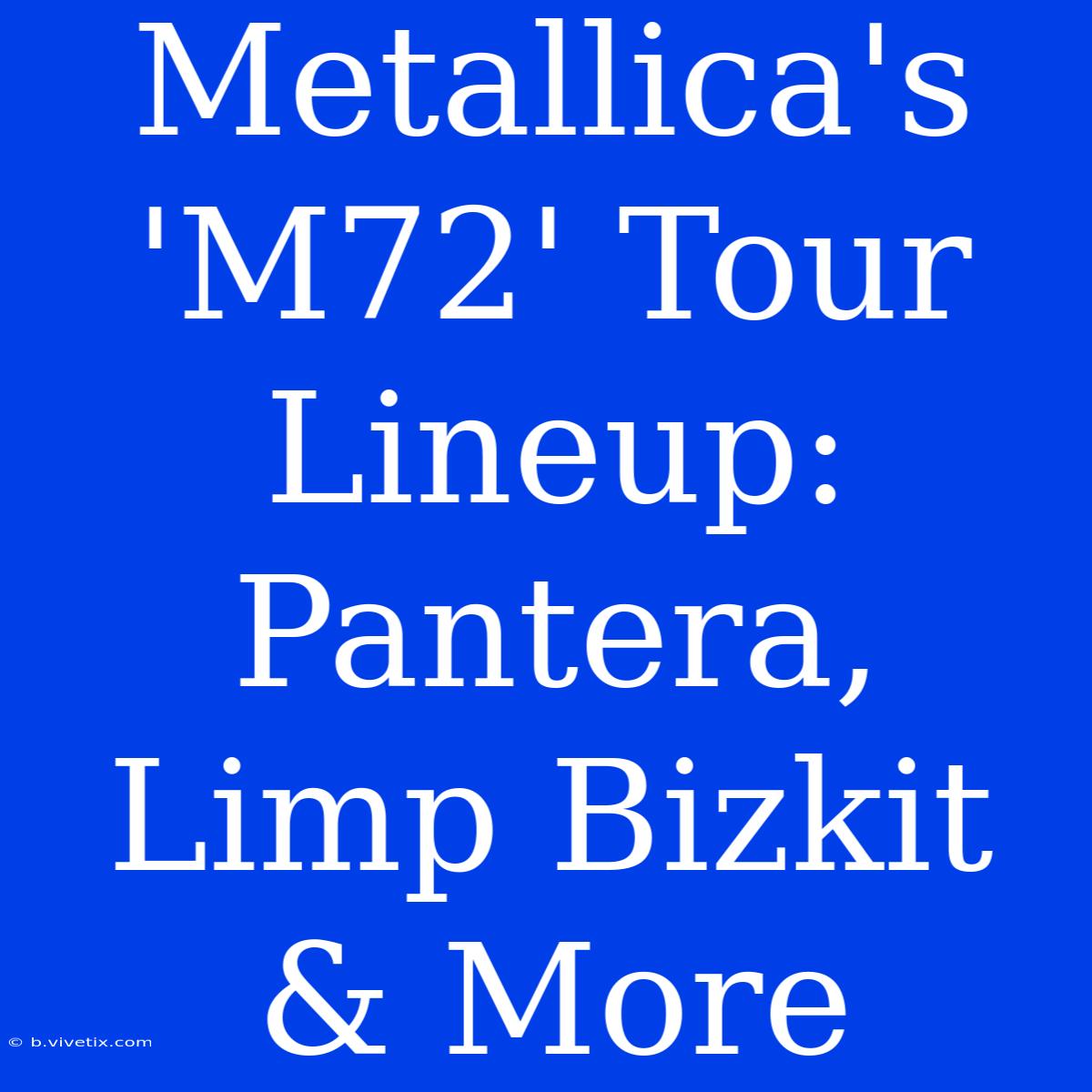 Metallica's 'M72' Tour Lineup: Pantera, Limp Bizkit & More