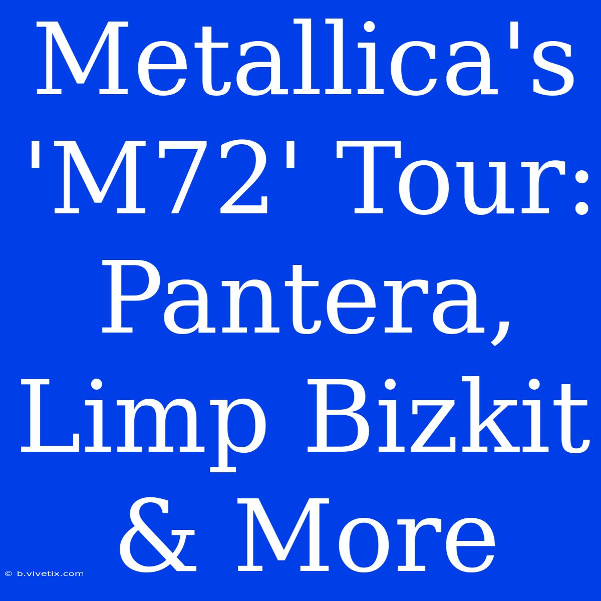 Metallica's 'M72' Tour: Pantera, Limp Bizkit & More  