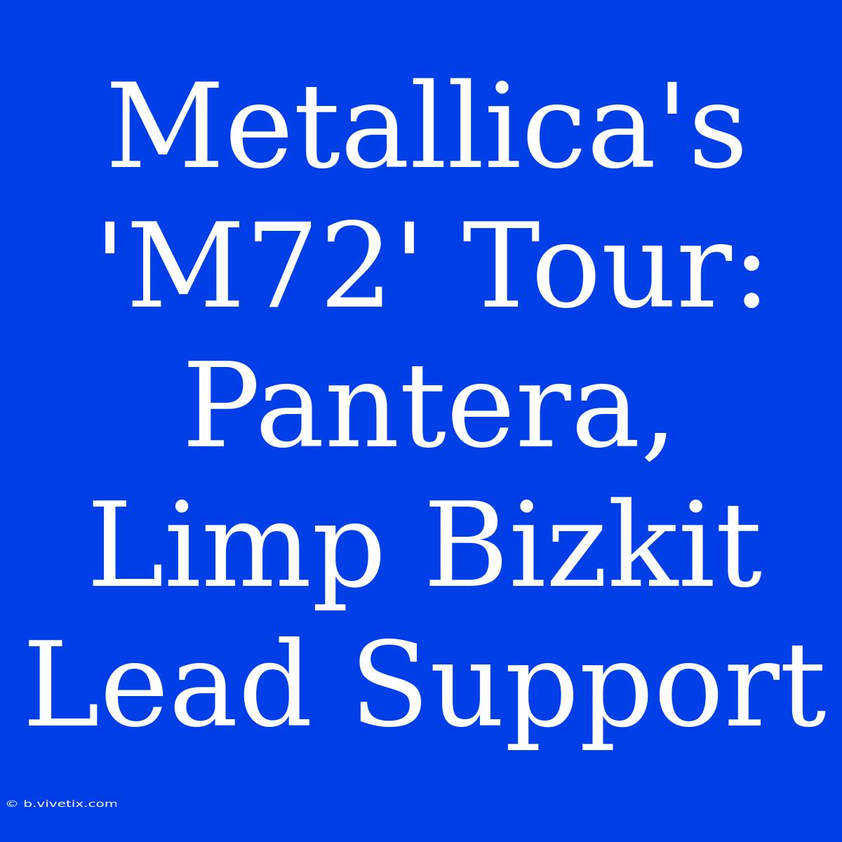 Metallica's 'M72' Tour: Pantera, Limp Bizkit Lead Support