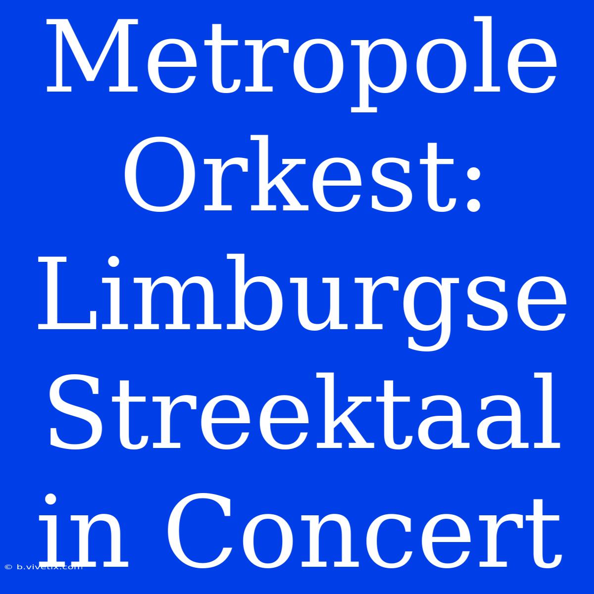 Metropole Orkest: Limburgse Streektaal In Concert