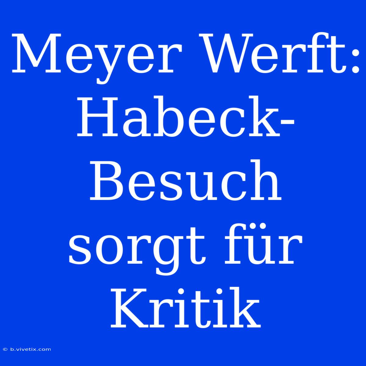 Meyer Werft: Habeck-Besuch Sorgt Für Kritik