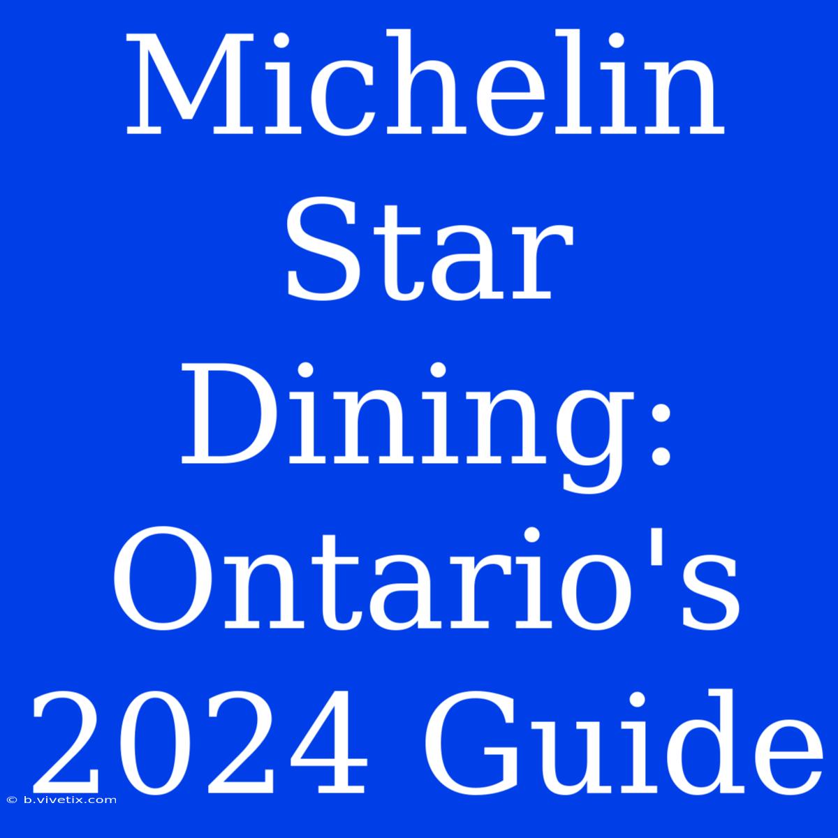 Michelin Star Dining: Ontario's 2024 Guide