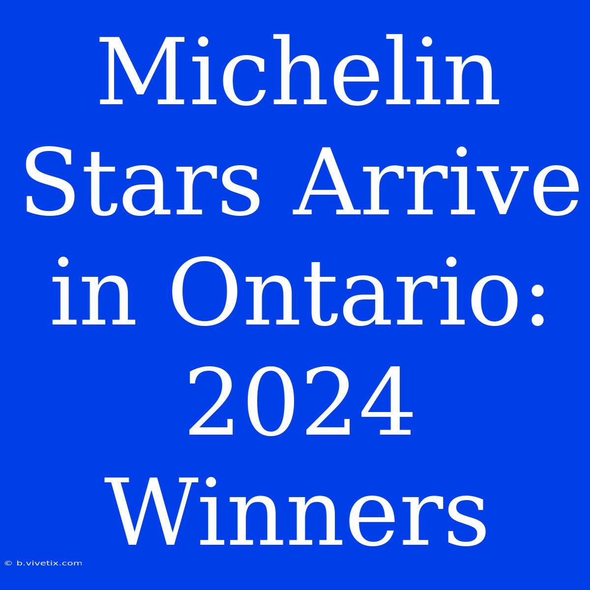 Michelin Stars Arrive In Ontario: 2024 Winners