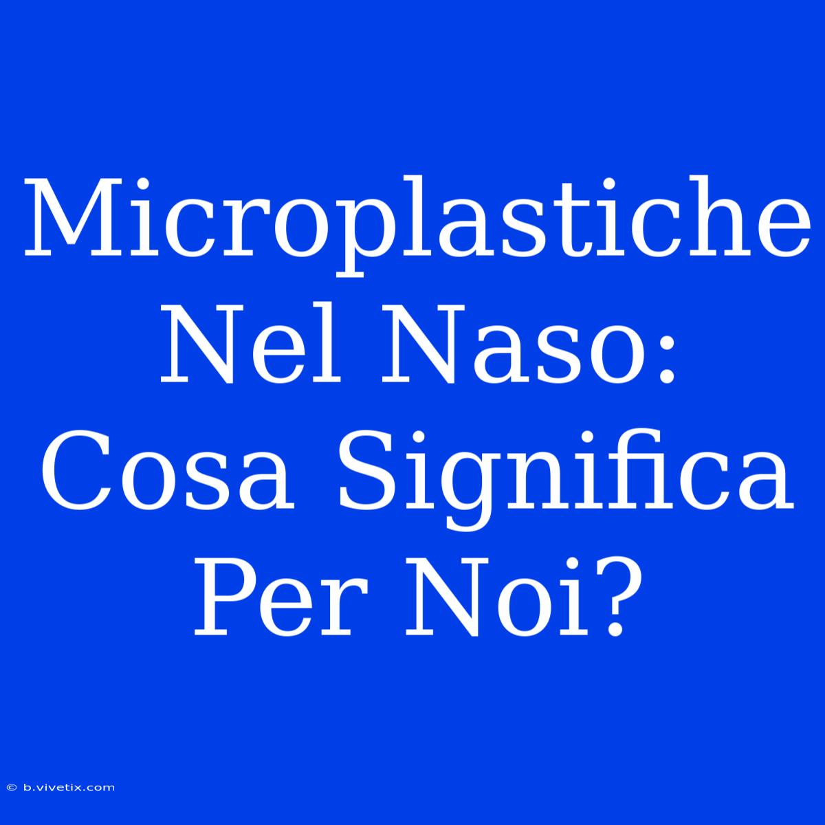 Microplastiche Nel Naso: Cosa Significa Per Noi?