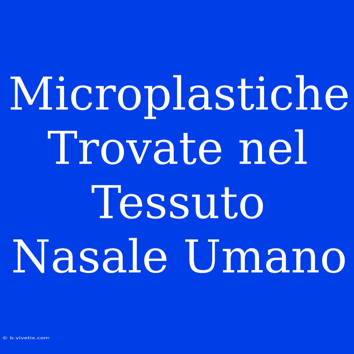 Microplastiche Trovate Nel Tessuto Nasale Umano