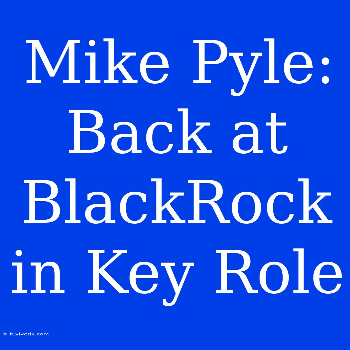 Mike Pyle: Back At BlackRock In Key Role