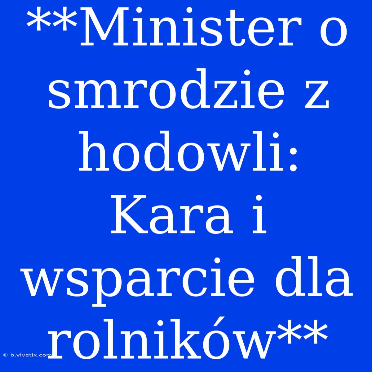 **Minister O Smrodzie Z Hodowli: Kara I Wsparcie Dla Rolników**