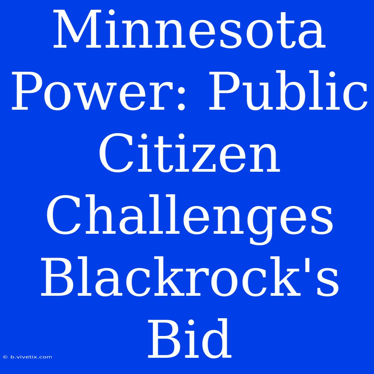 Minnesota Power: Public Citizen Challenges Blackrock's Bid