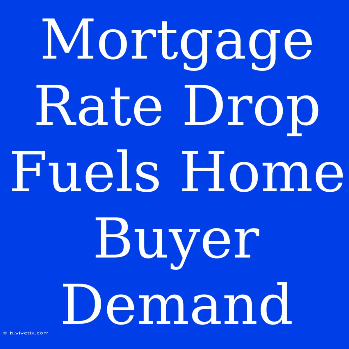 Mortgage Rate Drop Fuels Home Buyer Demand