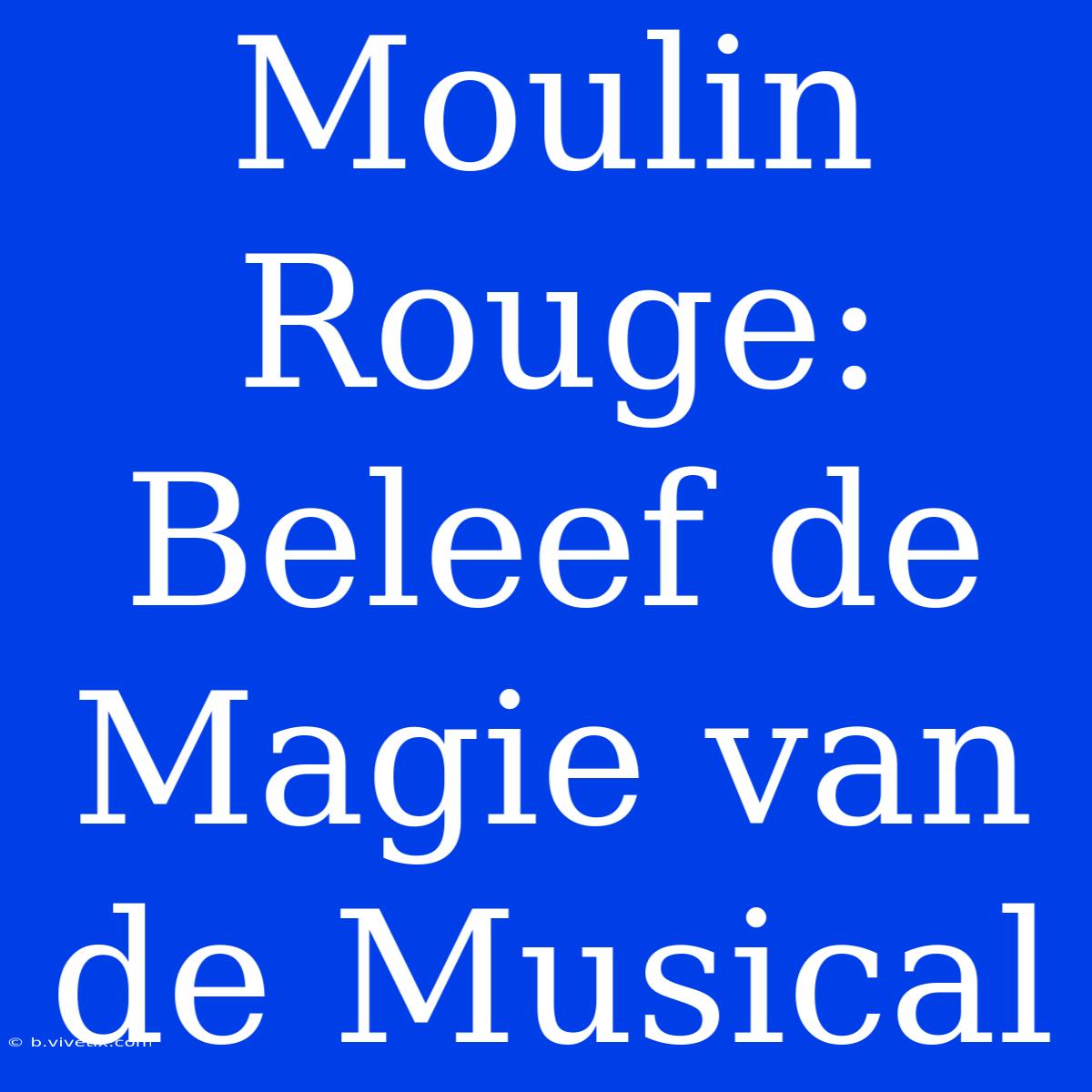 Moulin Rouge: Beleef De Magie Van De Musical