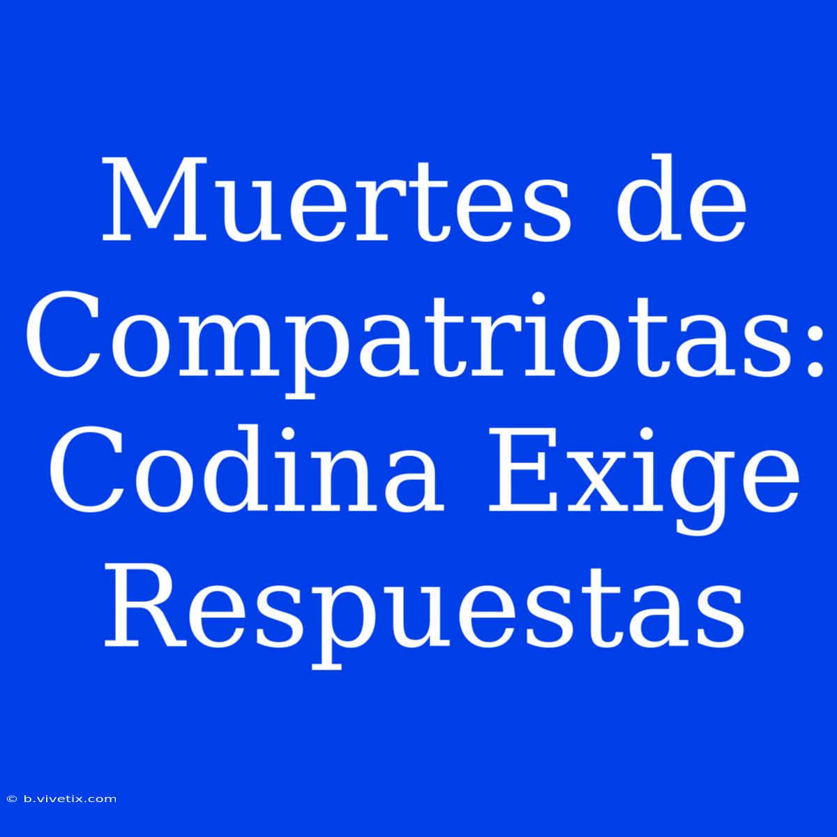 Muertes De Compatriotas: Codina Exige Respuestas