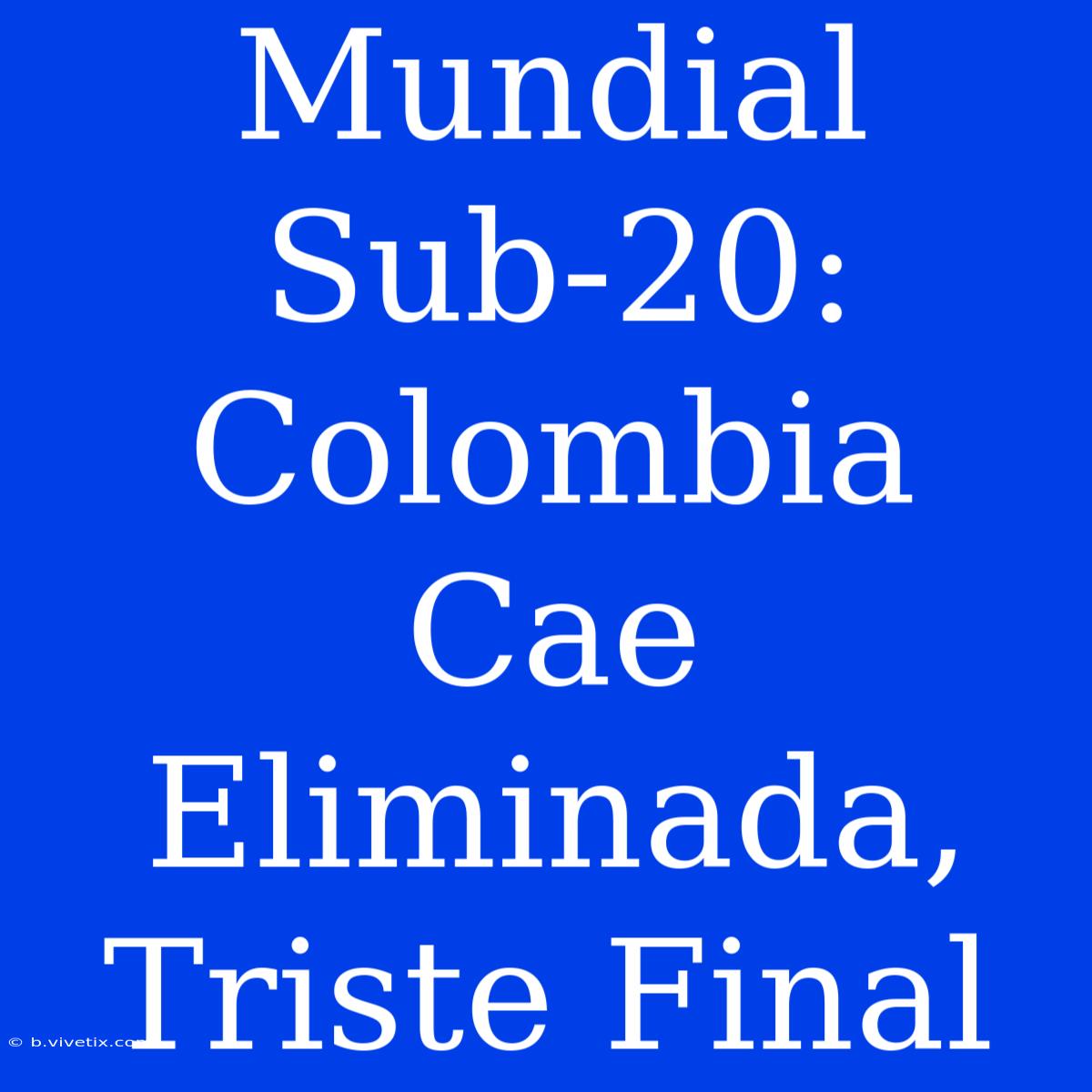 Mundial Sub-20: Colombia Cae Eliminada, Triste Final