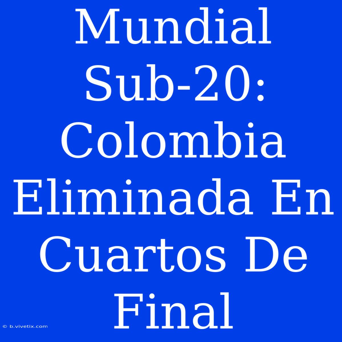 Mundial Sub-20: Colombia Eliminada En Cuartos De Final 