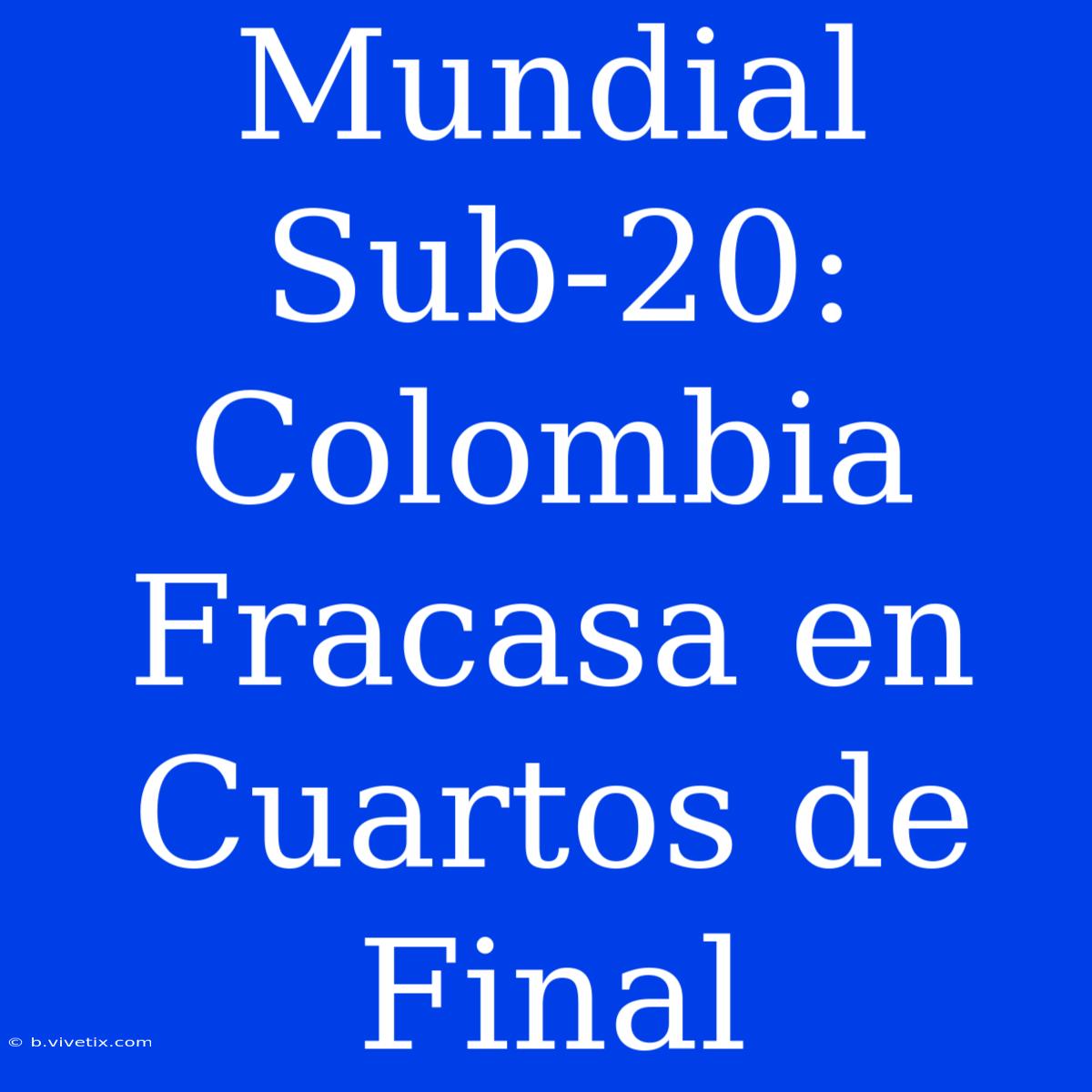 Mundial Sub-20: Colombia Fracasa En Cuartos De Final