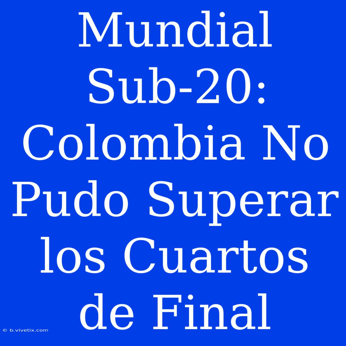 Mundial Sub-20: Colombia No Pudo Superar Los Cuartos De Final