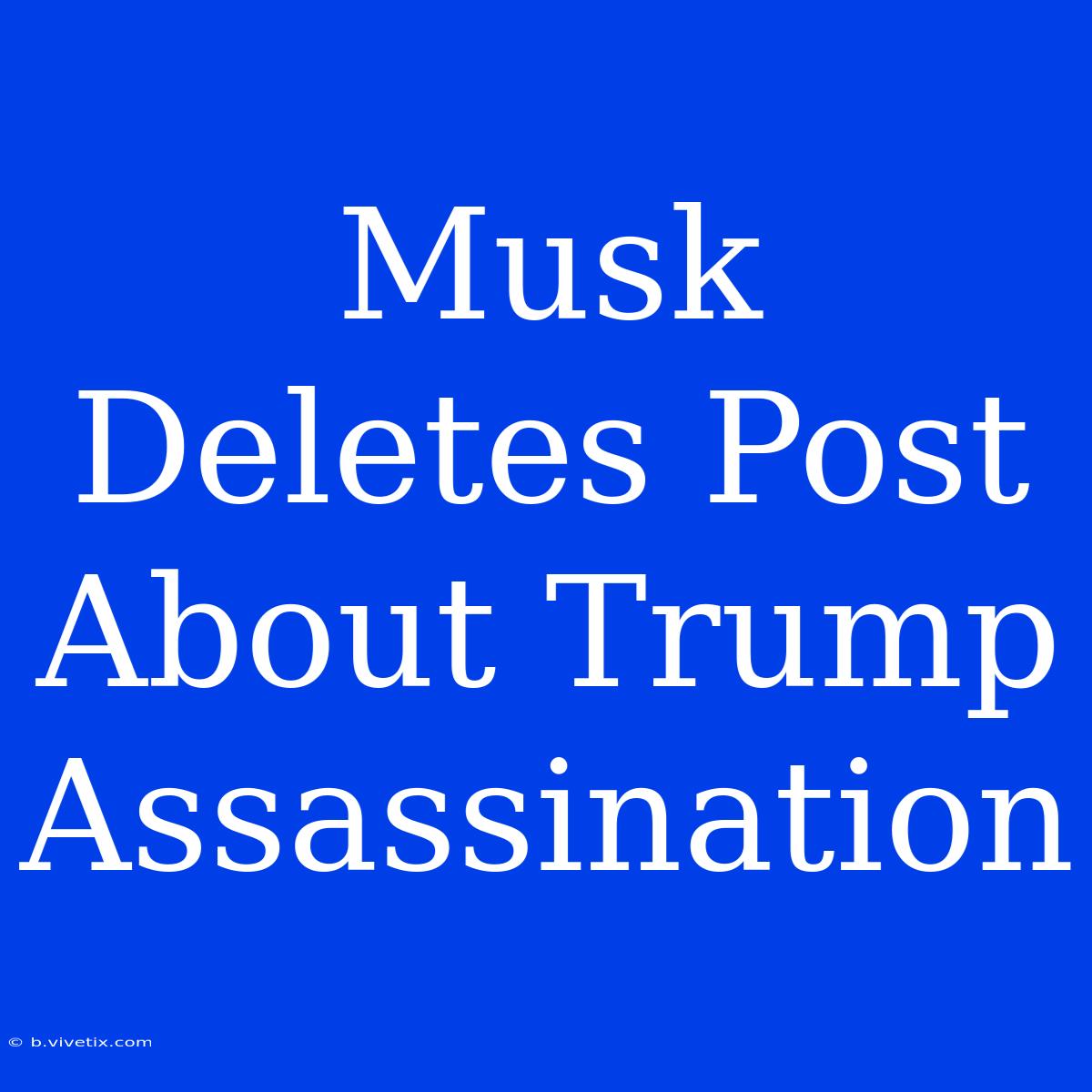 Musk Deletes Post About Trump Assassination