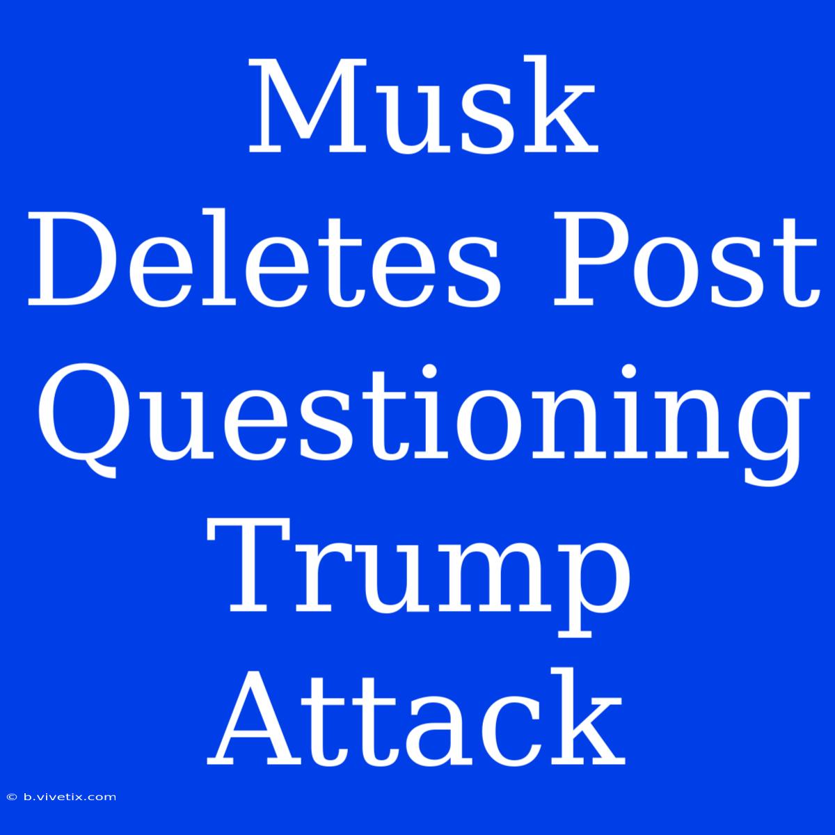 Musk Deletes Post Questioning Trump Attack