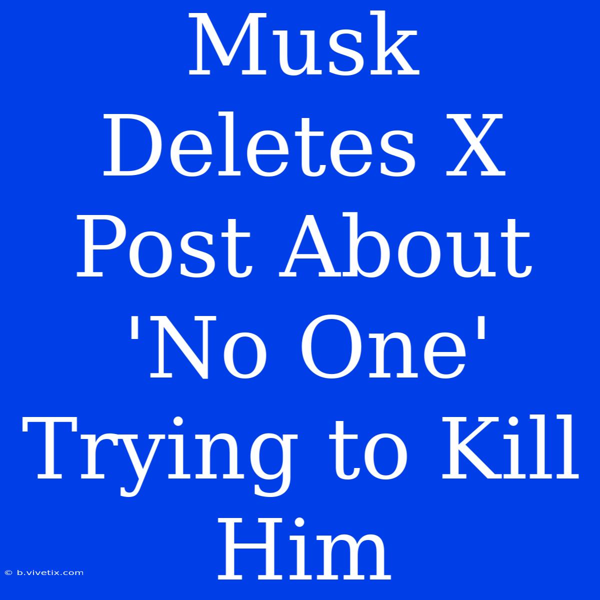 Musk Deletes X Post About 'No One' Trying To Kill Him