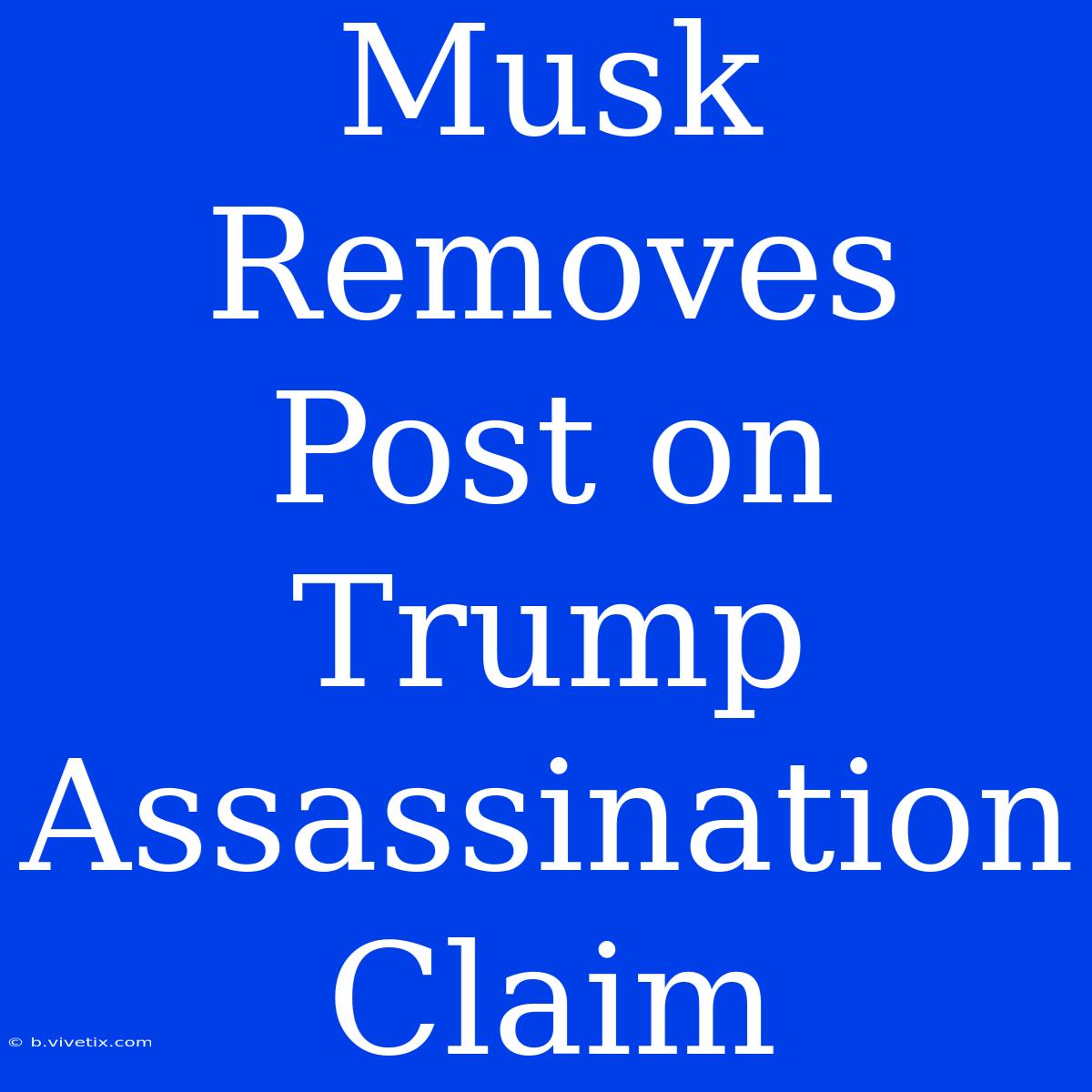 Musk Removes Post On Trump Assassination Claim