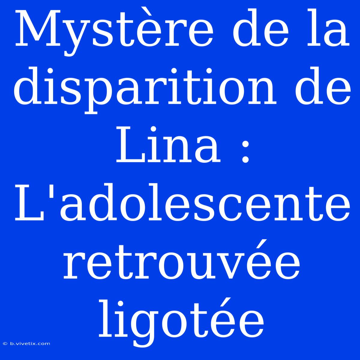 Mystère De La Disparition De Lina : L'adolescente Retrouvée Ligotée 