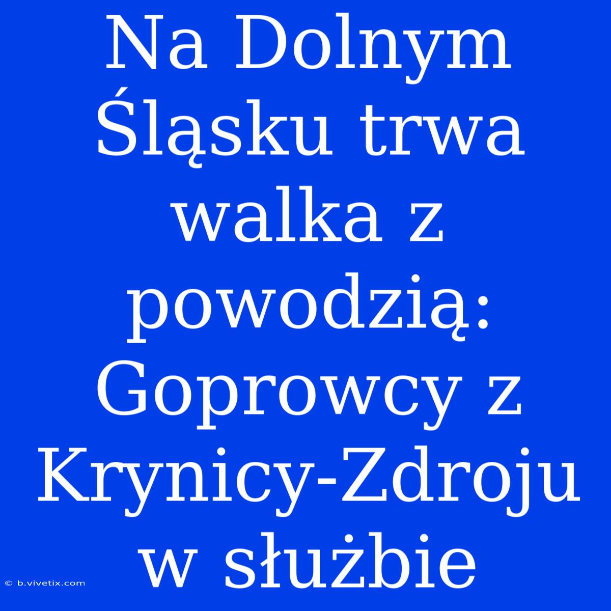 Na Dolnym Śląsku Trwa Walka Z Powodzią: Goprowcy Z Krynicy-Zdroju W Służbie