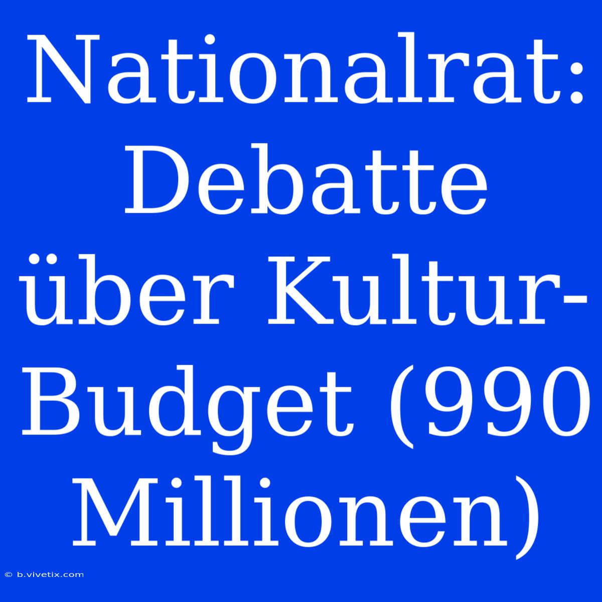 Nationalrat: Debatte Über Kultur-Budget (990 Millionen)