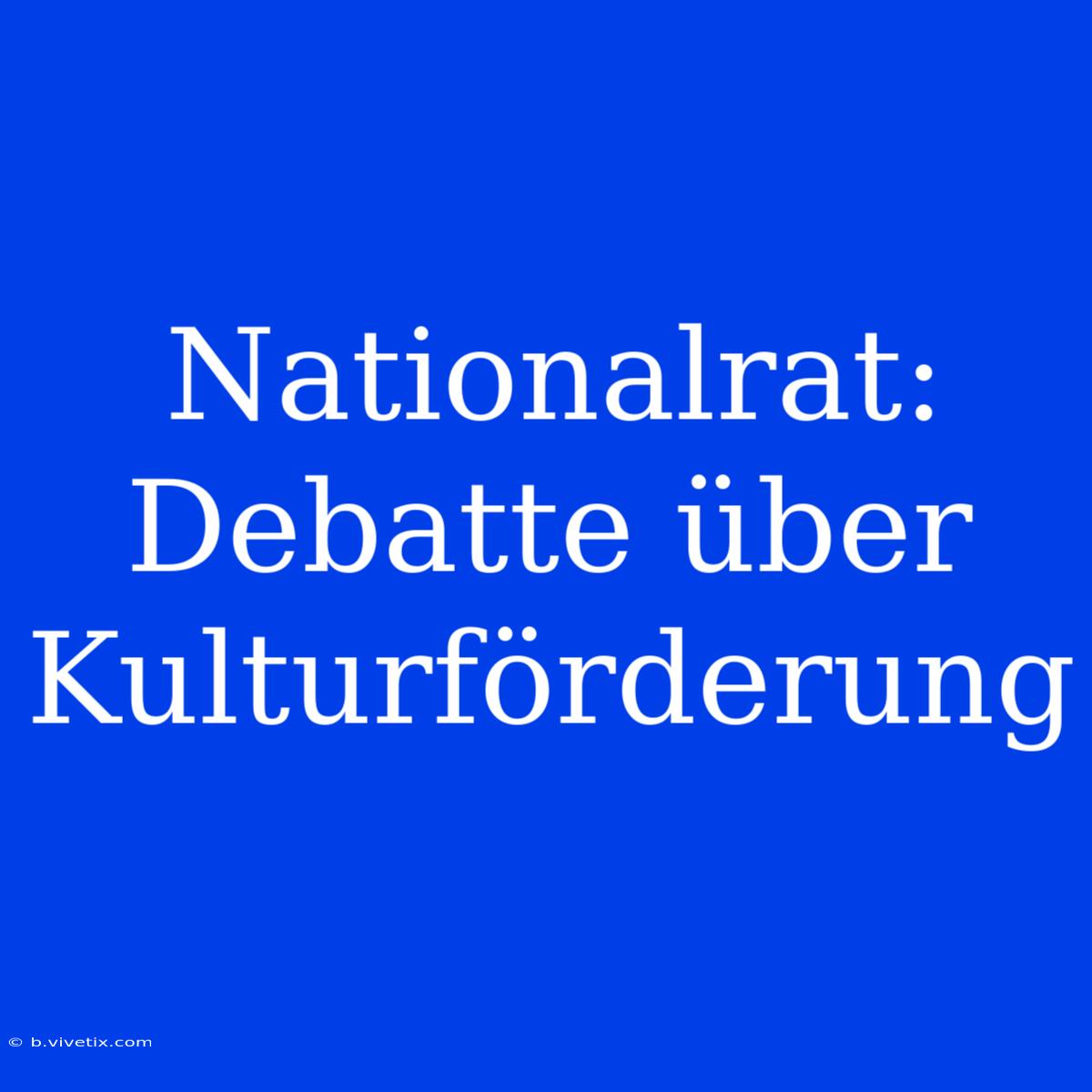 Nationalrat: Debatte Über Kulturförderung