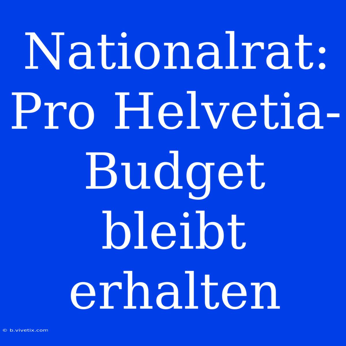 Nationalrat: Pro Helvetia-Budget Bleibt Erhalten