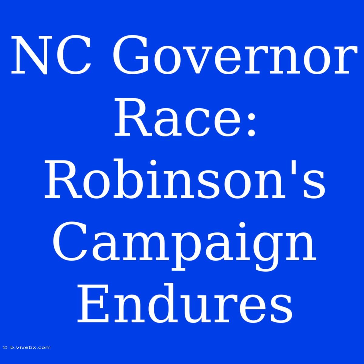 NC Governor Race: Robinson's Campaign Endures 