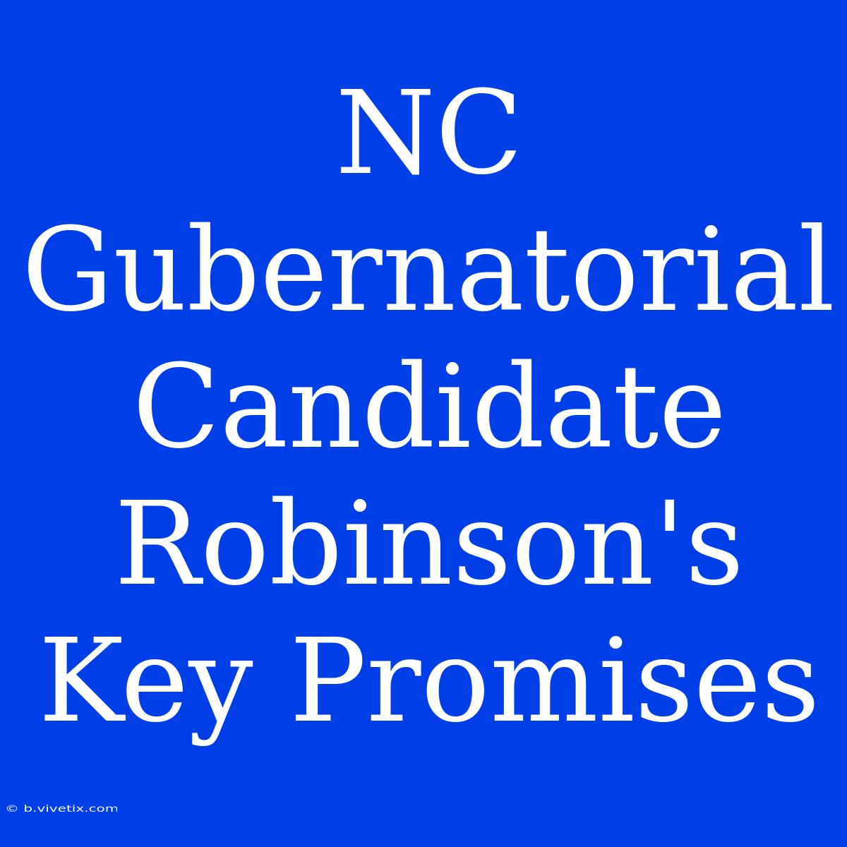 NC Gubernatorial Candidate Robinson's Key Promises