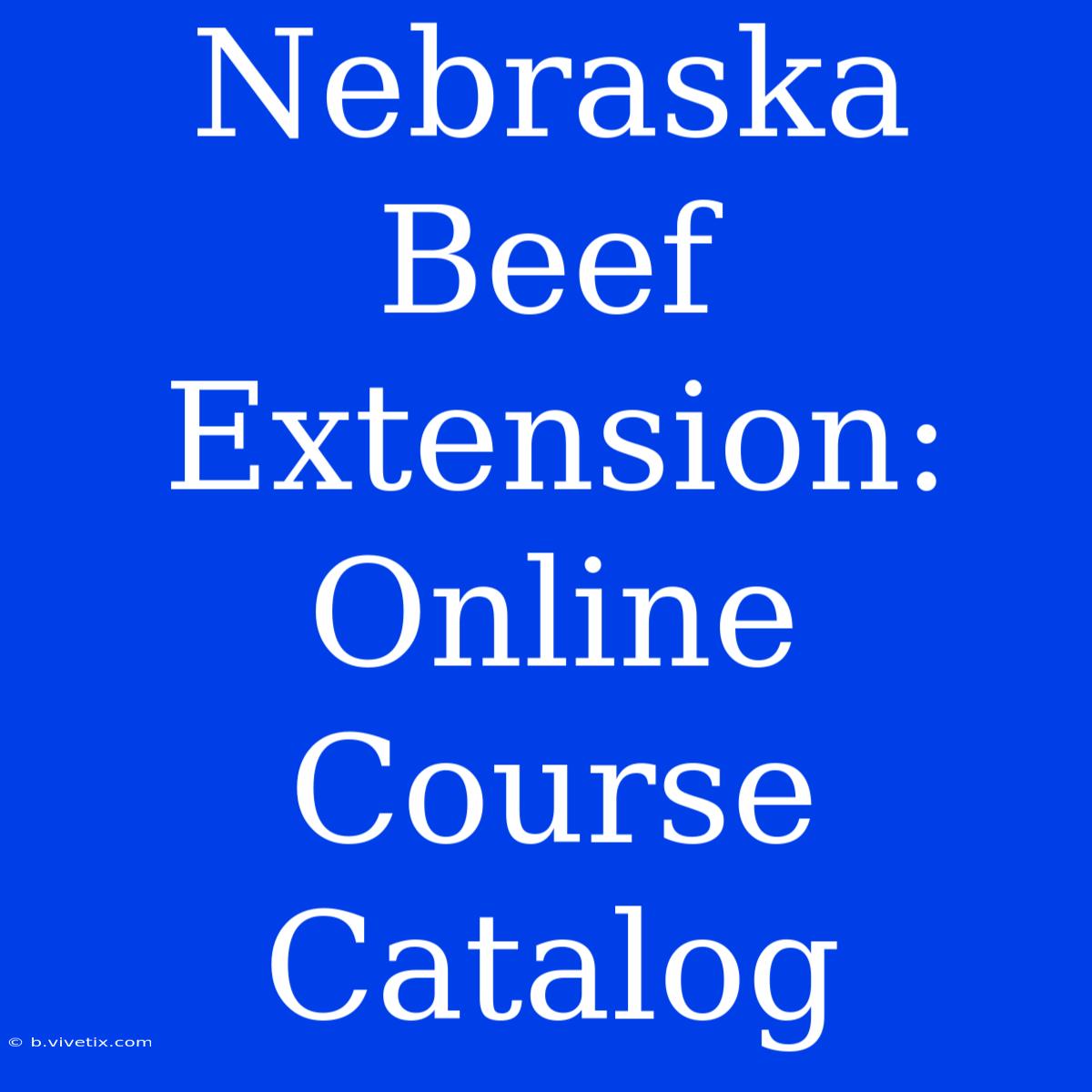 Nebraska Beef Extension: Online Course Catalog