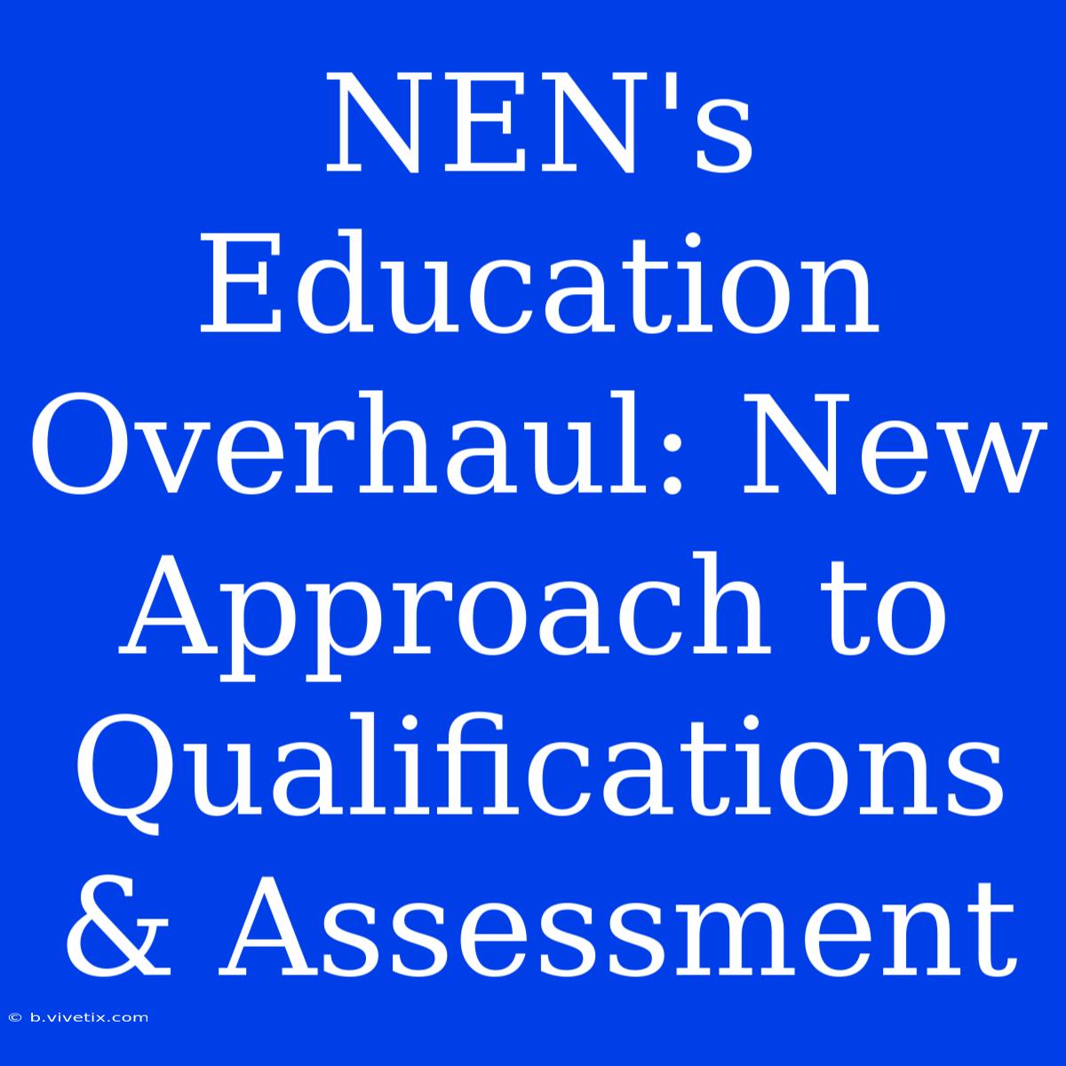 NEN's Education Overhaul: New Approach To Qualifications & Assessment