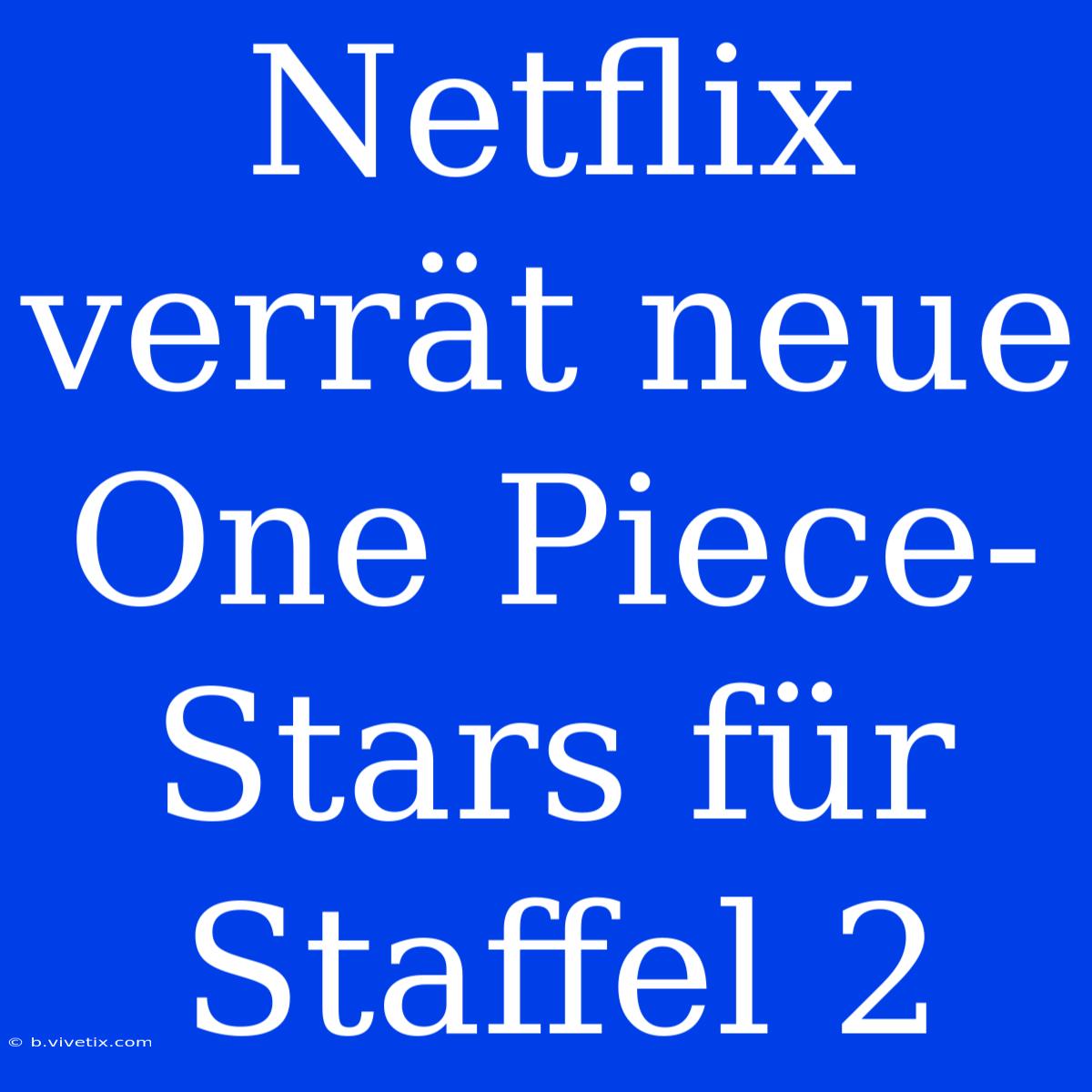 Netflix Verrät Neue One Piece-Stars Für Staffel 2