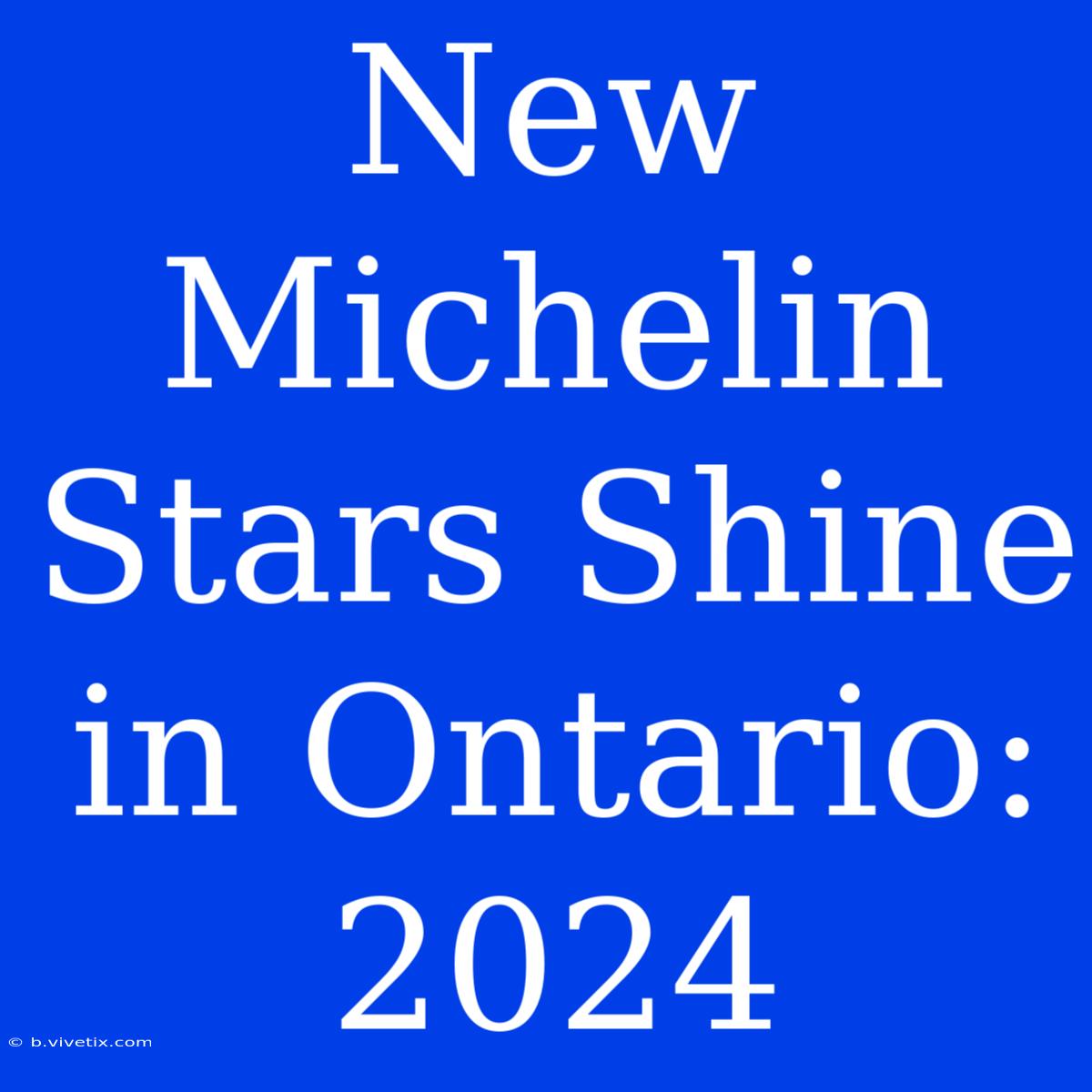 New Michelin Stars Shine In Ontario: 2024